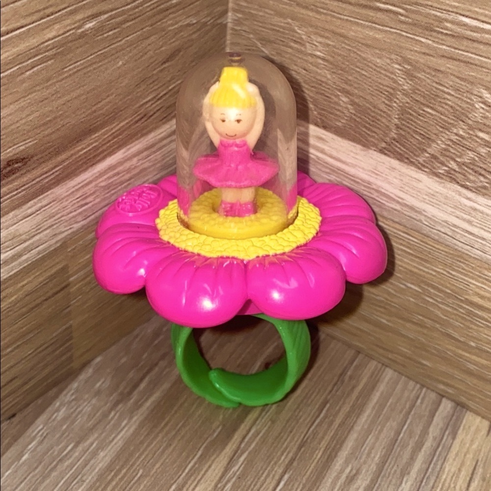 Polly Pocket vintage bluebird toys Pink and Green Lotus Doll Platform spin ring - Picture 5 of 5